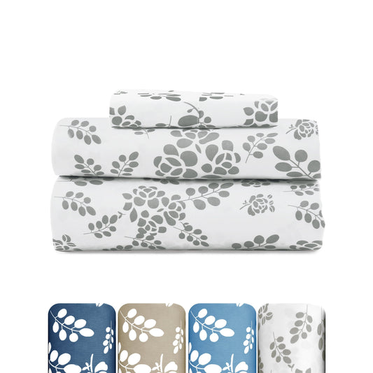 Breathable Luxury Lux Decor Twin Microfiber Bed Sheets - 3 Piece Floral Sheet Set, Soft Breathable Bedding, Wrinlkle Resistant, OEKO-TE... - Luxury Bed Sheet Set with Deep Pockets - Default Title
