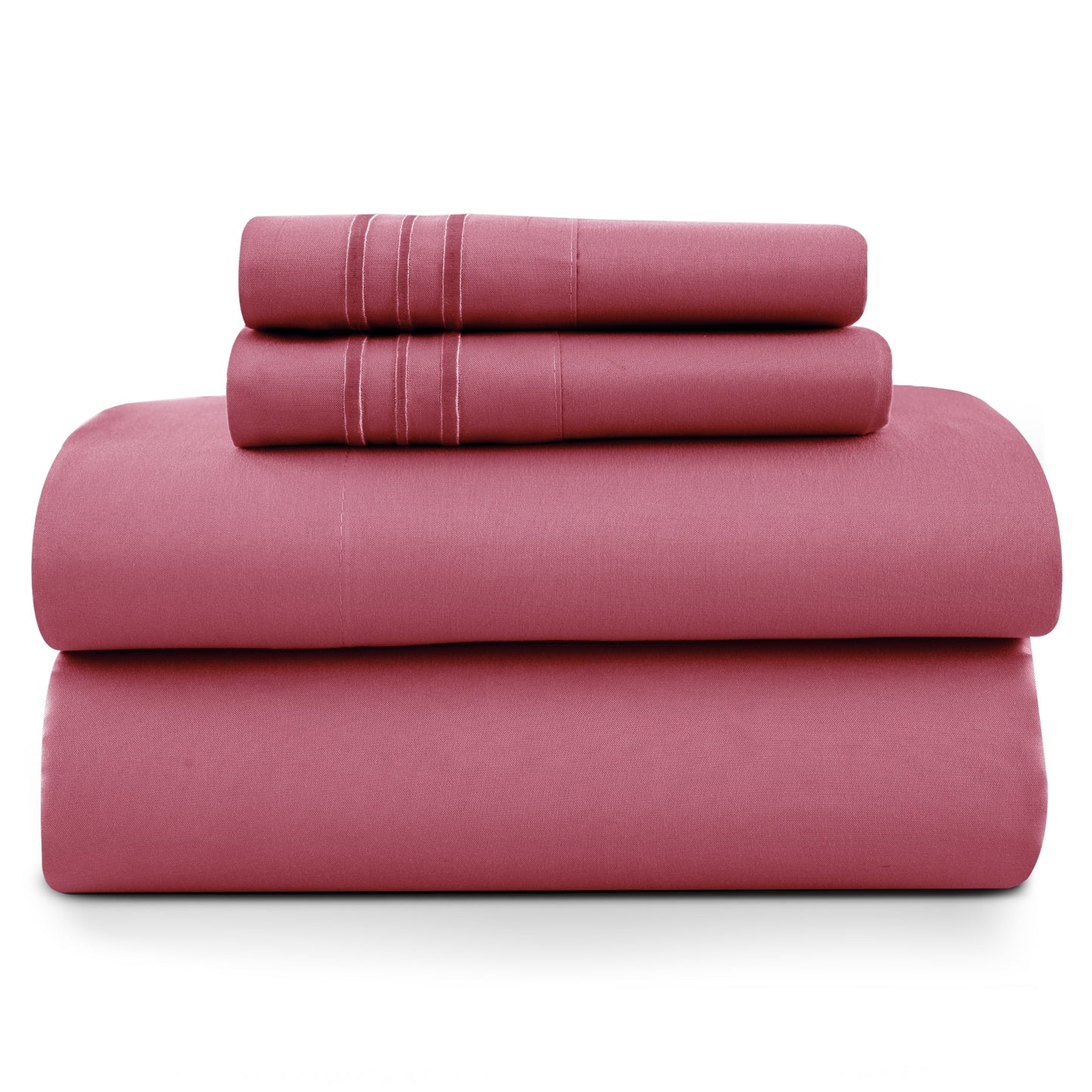 Wrinkle-Resistant Size Sheet Set, 4-Piece Plain Soft Microfiber – Deep Pocket Bed Sheets, Includes 1 Fitted Sheet, 1 Flat Sheet, 2 Pill... - Premium Ultra-Soft Pillowcase Pair for Sleeping - Default Title