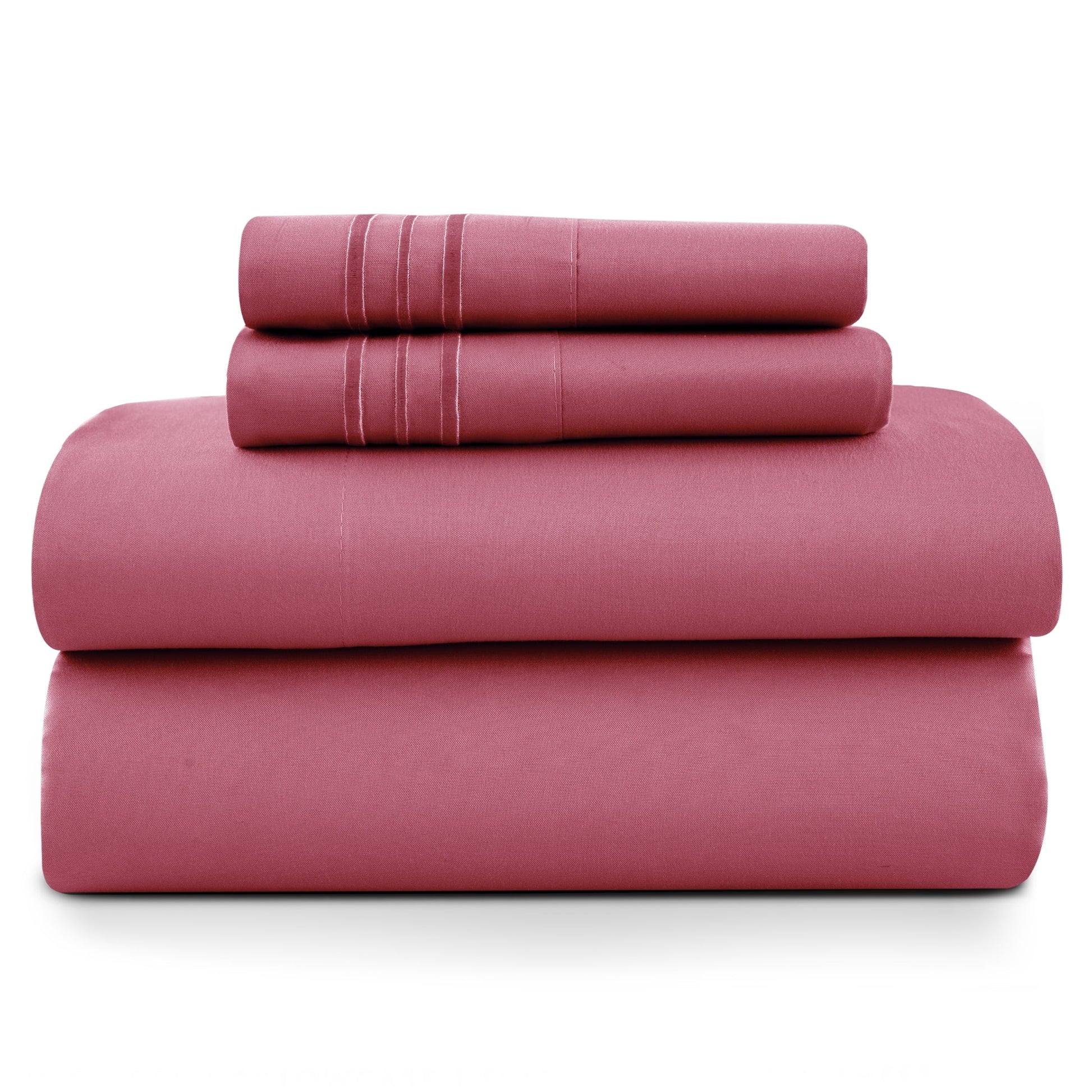 Wrinkle-Resistant Size Sheet Set, 4-Piece Plain Soft Microfiber – Deep Pocket Bed Sheets, Includes 1 Fitted Sheet, 1 Flat Sheet, 2 Pill... - Premium Ultra-Soft Pillowcase Pair for Sleeping - Default Title