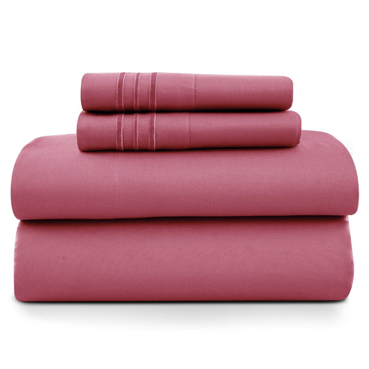 Wrinkle-Resistant Size Sheet Set, 4-Piece Plain Soft Microfiber – Deep Pocket Bed Sheets, Includes 1 Fitted Sheet, 1 Flat Sheet, 2 Pill... - Premium Ultra-Soft Pillowcase Pair for Sleeping - Default Title
