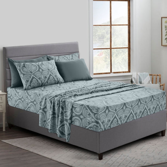 Wrinkle-Resistant Queen Bed Sheets Set - 6 Piece Brushed Microfiber Bed Sheet - Shrinkage and Fade Resistant - (Queen, Grey) - Premium Ultra-Soft Pillowcase Pair for Sleeping - Default Title