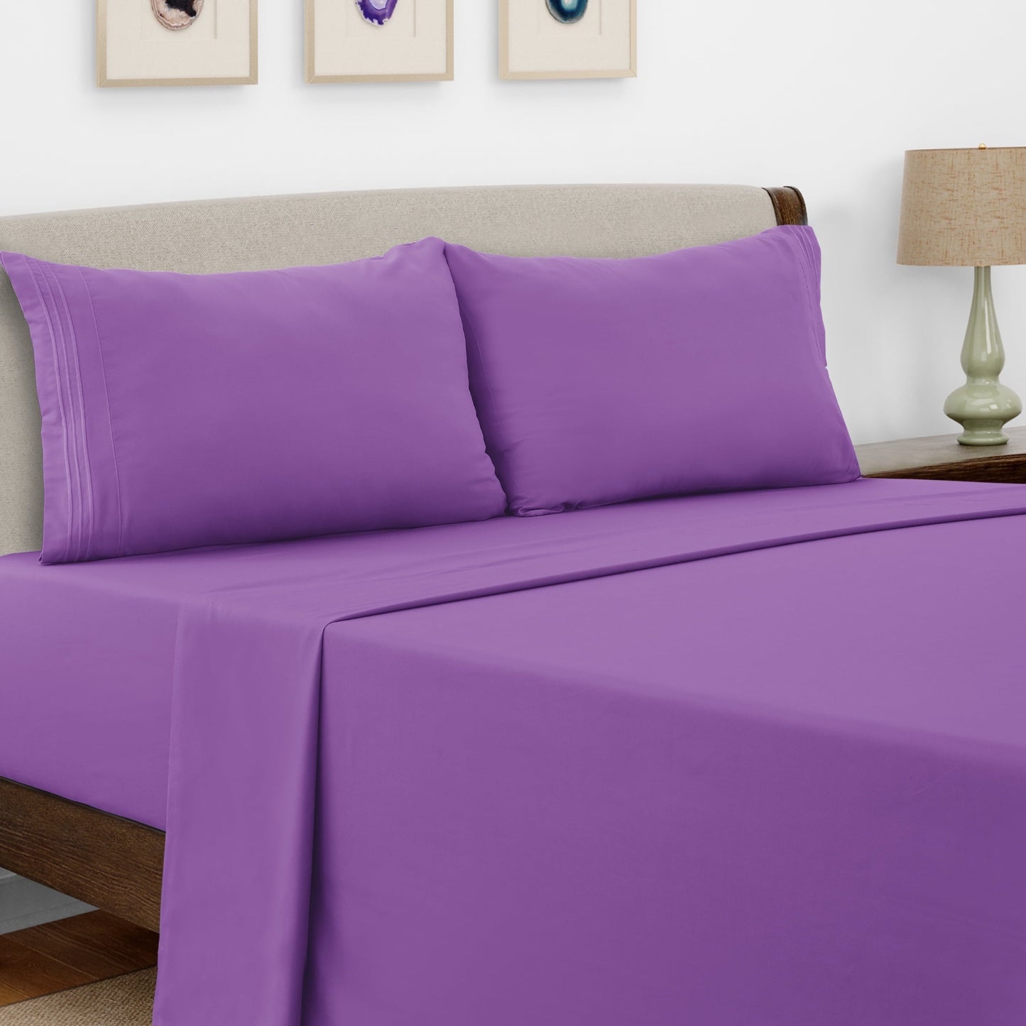 Wrinkle-Resistant Queen Size Sheets Set Brushed Microfiber High GSM, 4 Piece Sheet Set Upto 16 Inches Deep Pocket Bedding Sheets & Pillow - Cooling Hotel Quality Bedding Sheets and Pillowcases - Default Title