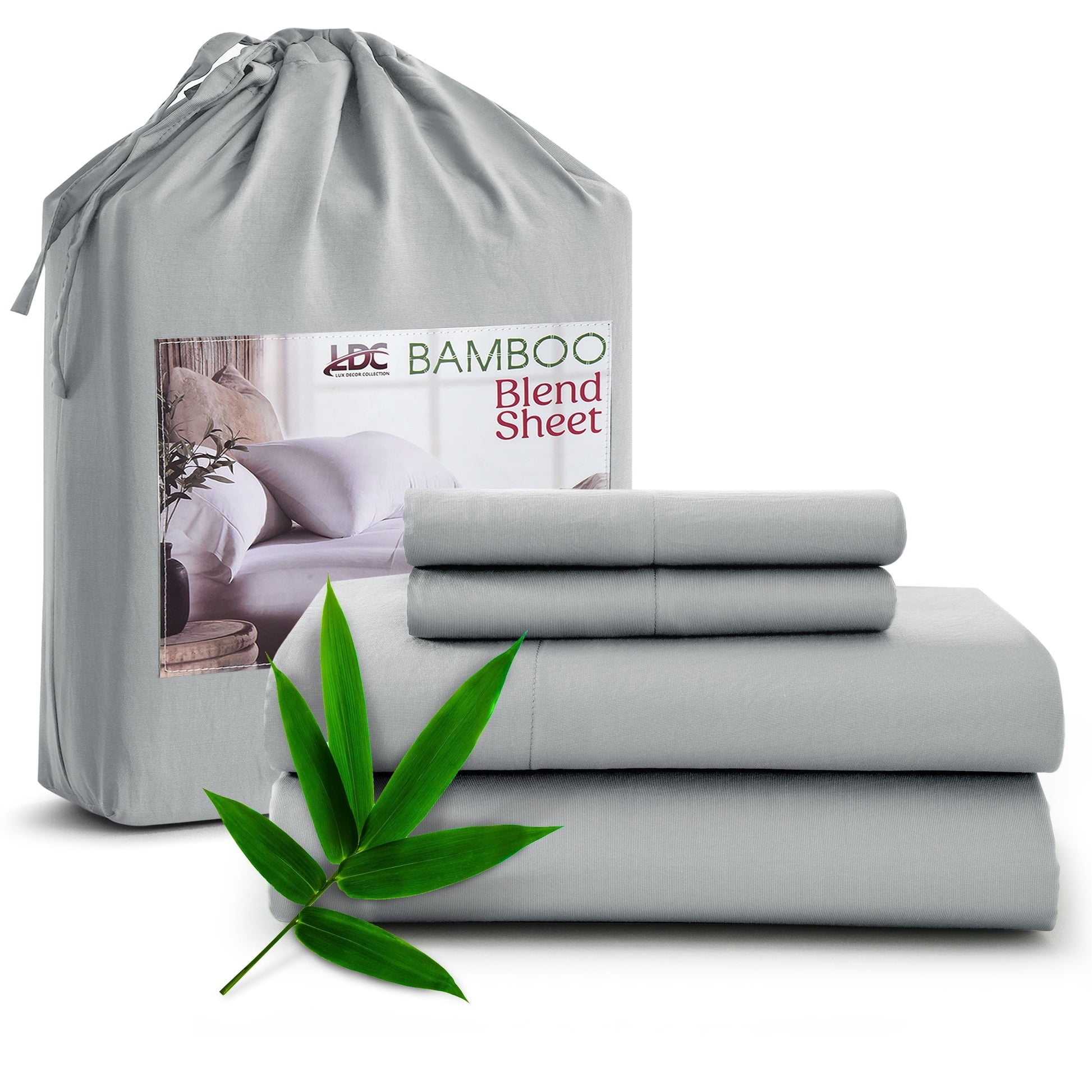 Breathable Luxury Rayon - 4 Piece Cooling Bed Sheets Set, Gray - Luxury Bed Sheet Set with Deep Pockets - Default Title