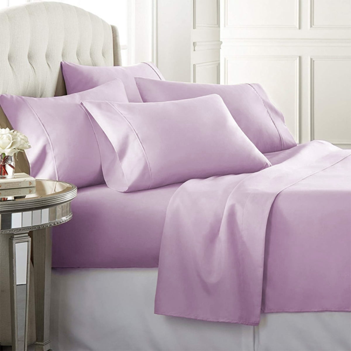 Wrinkle-Resistant Super-Soft 1600 Series Double-Brushed 3 Pcs Bed Sheets Set (Twin, Lilac) - Premium Ultra-Soft Pillowcase Pair for Sleeping - Default Title