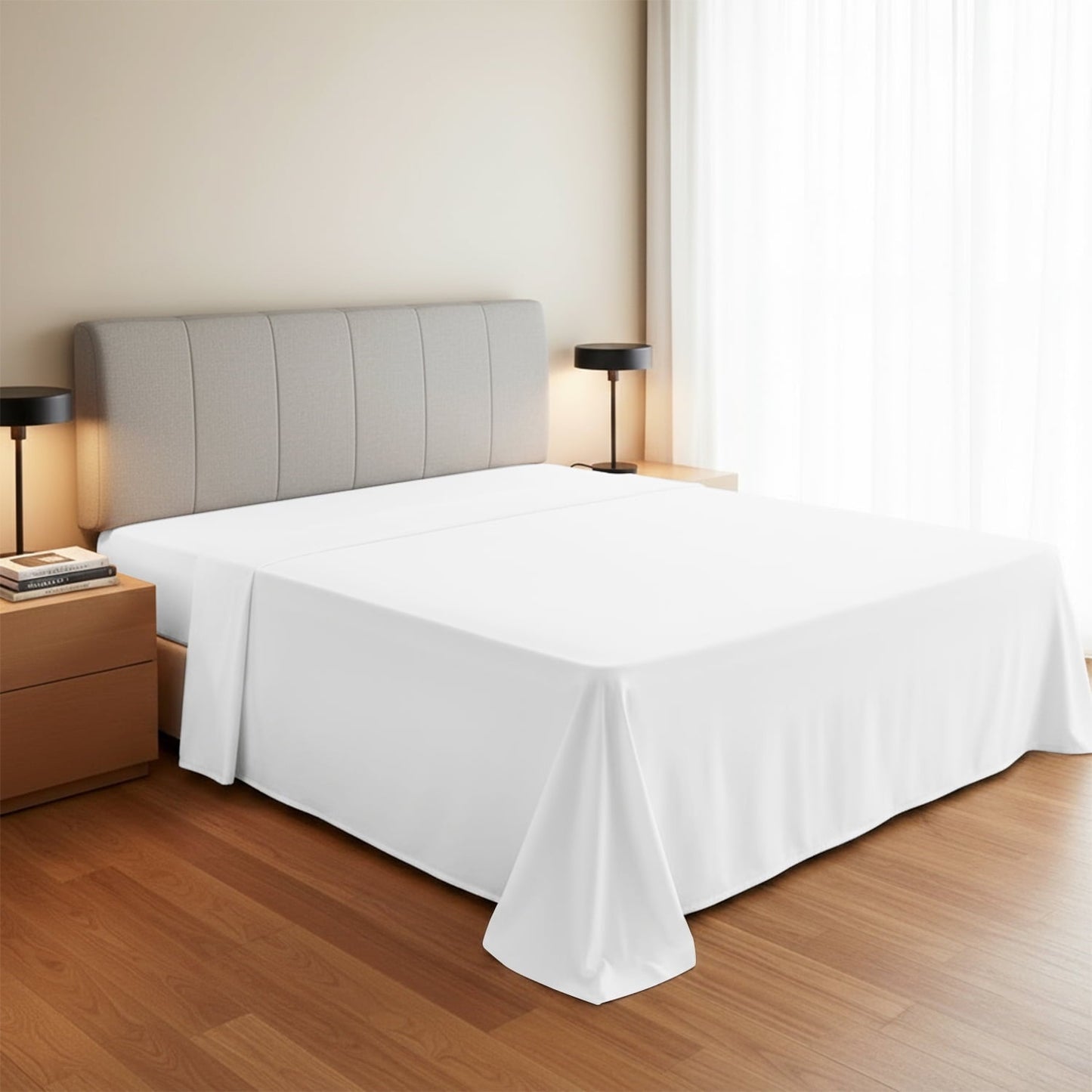 Ultra-Soft 100% Organic Cotton Percale Flat Sheet Twin Size - 1 PC Flat Sheet, White - Crisp, Cool and Strong Bed Linen, Top She... - Premium Ultra-Soft Pillowcase Pair for Sleeping - Default Title
