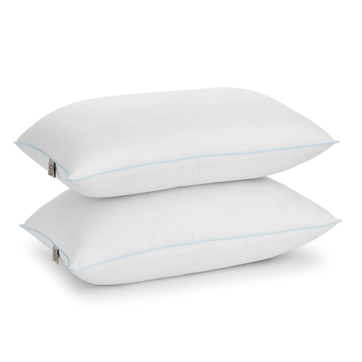 Ergonomic Memory Foam Classic Stripe Bed Pillows Standard / Queen Size Set Of 2, Enhanced Loft Plush Pillow for All Sleep Positions, 20" x ... - Ergonomic Memory Foam Pillow for Neck Pain Support - Default Title