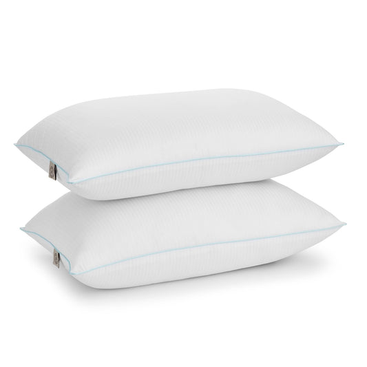 Ergonomic Memory Foam Classic Stripe Bed Pillows Standard / Queen Size Set Of 2, Enhanced Loft Plush Pillow for All Sleep Positions, 20" x ... - Ergonomic Memory Foam Pillow for Neck Pain Support - Default Title