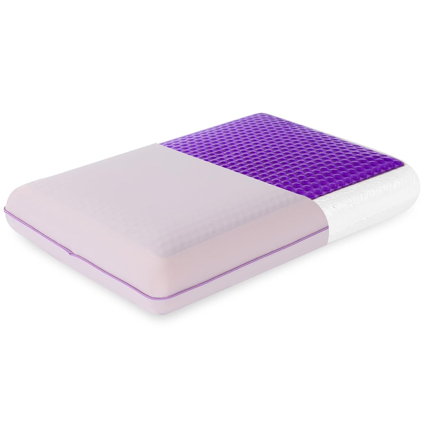 Orthopedic Support Memory Foam Pillow, Cooling Gel Bed Pillow, Queen, Purple - Decorative Throw Pillow Cushion for Sofa & Bed - Default Title