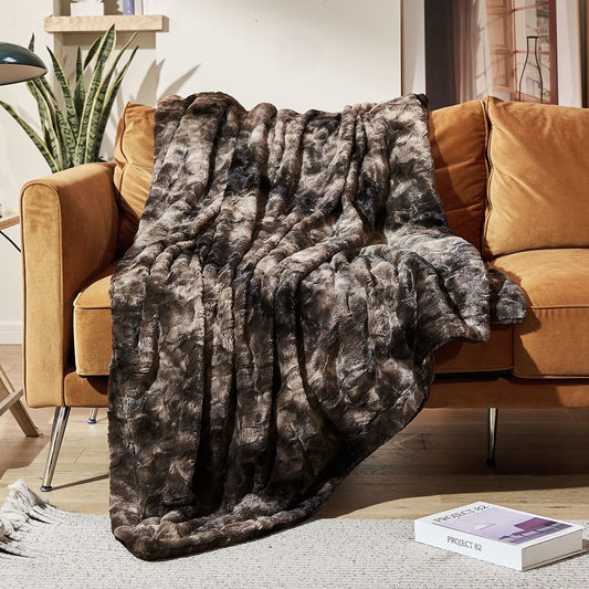 Reversible Sherpa Faux Rabbit Fur Throw Blanket- 50x60 inches, Soft Fluffy Cozy Warm Fuzzy Machine Washable, Durable Blanket for Couch ... - Cozy Fleece Throw Blanket for Couch & Bed - Default Title