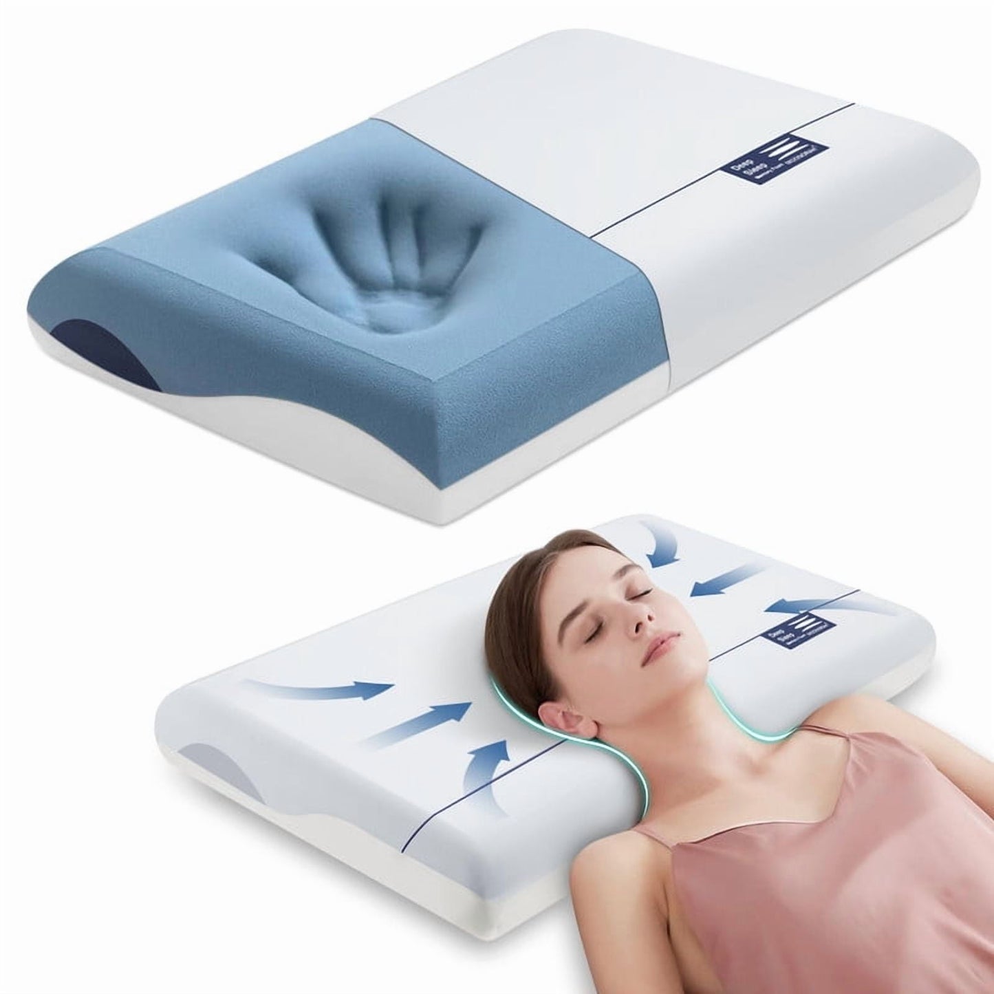 Hotel Collection Cooling Memory Foam Bed Pillow for Neck Pain Relief, Two-Sided Cooling Pillow for Back, Stomach and Side Sleepers, Tw... - Decorative Throw Pillow Cushion for Sofa & Bed - Default Title