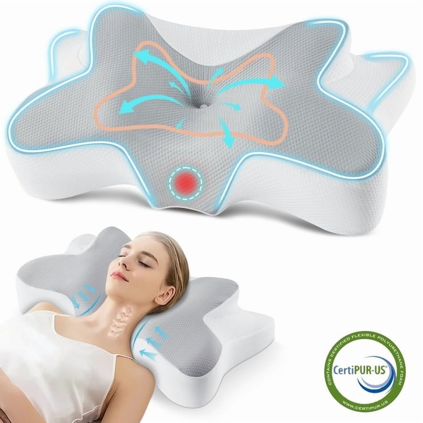 Hotel Collection Cervical Pillow for Sleeping Memory Foam Neck Pain Relief Contour Orthopedic Ergonomic Pillows for Women Side Sleeper... - Orthopedic Shredded Foam Bed Pillow Set - Default Title