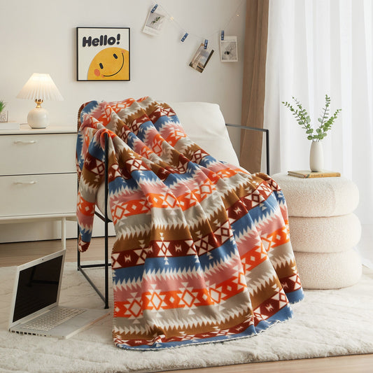 Super Soft Flannel Stripe Fleece Throw - Super Soft Reversible Sherpa Flannel Blanket - Default Title