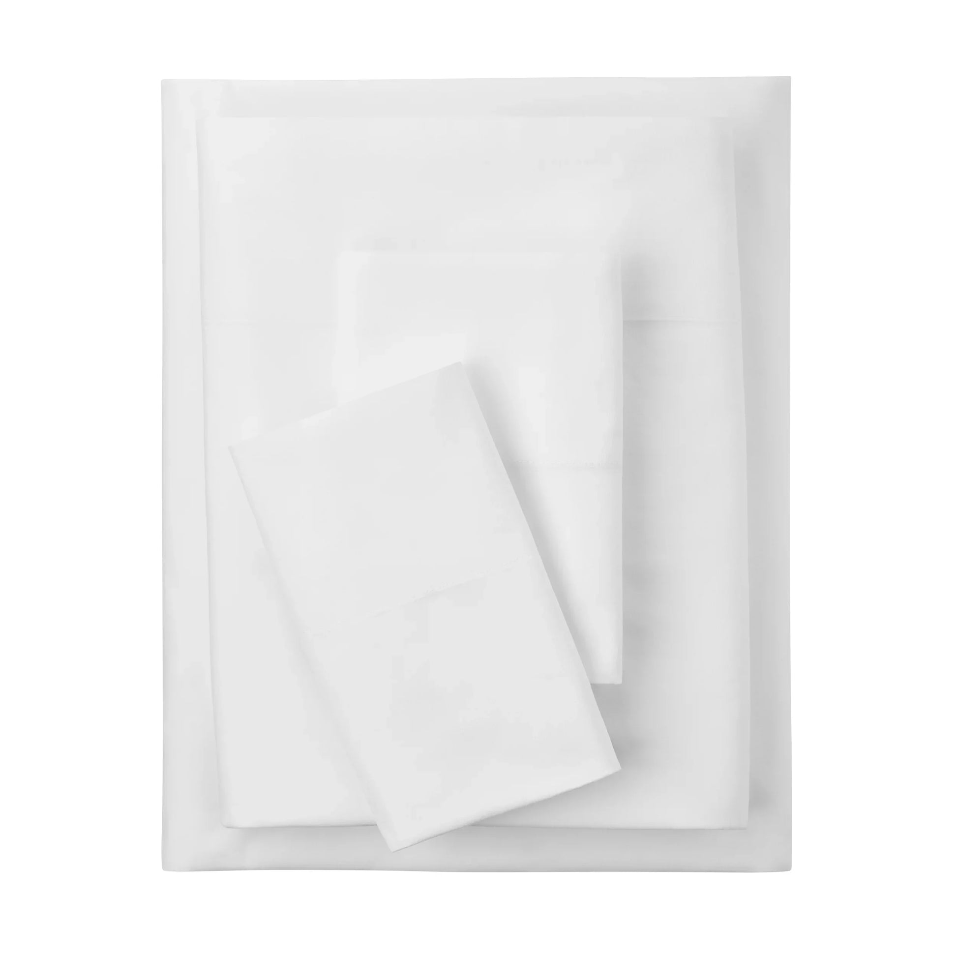Wrinkle-Resistant 4-Piece 300 Thread Count White Cotton Blend Percale Bed Sheet Set, Queen - Premium Ultra-Soft Pillowcase Pair for Sleeping - Default Title