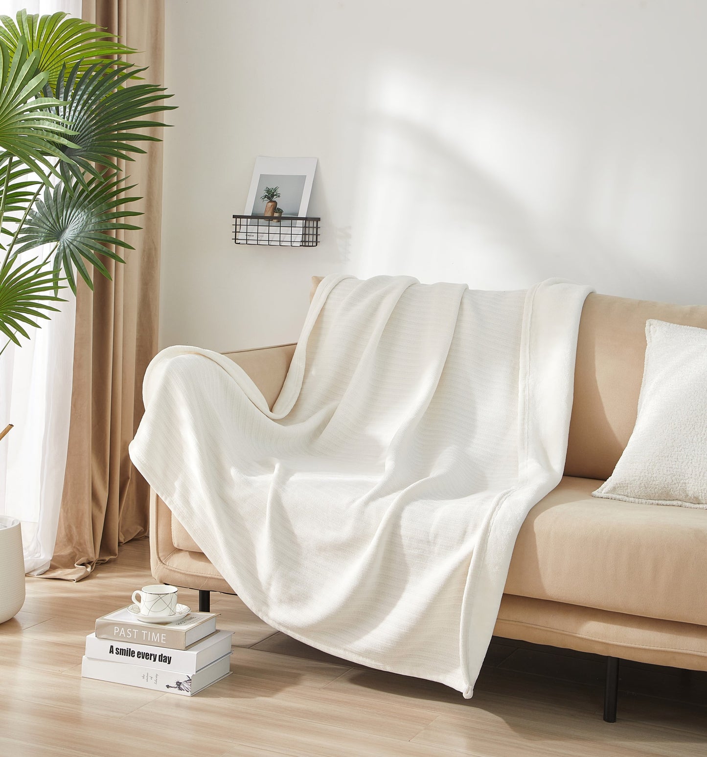 Cozy Fleece Cozy Chenille Reverse to Plush Soft Couch Throw, Vanilla Dream, Standard Size - Luxury Knitted Decorative Throw Blanket with Fringes - Default Title