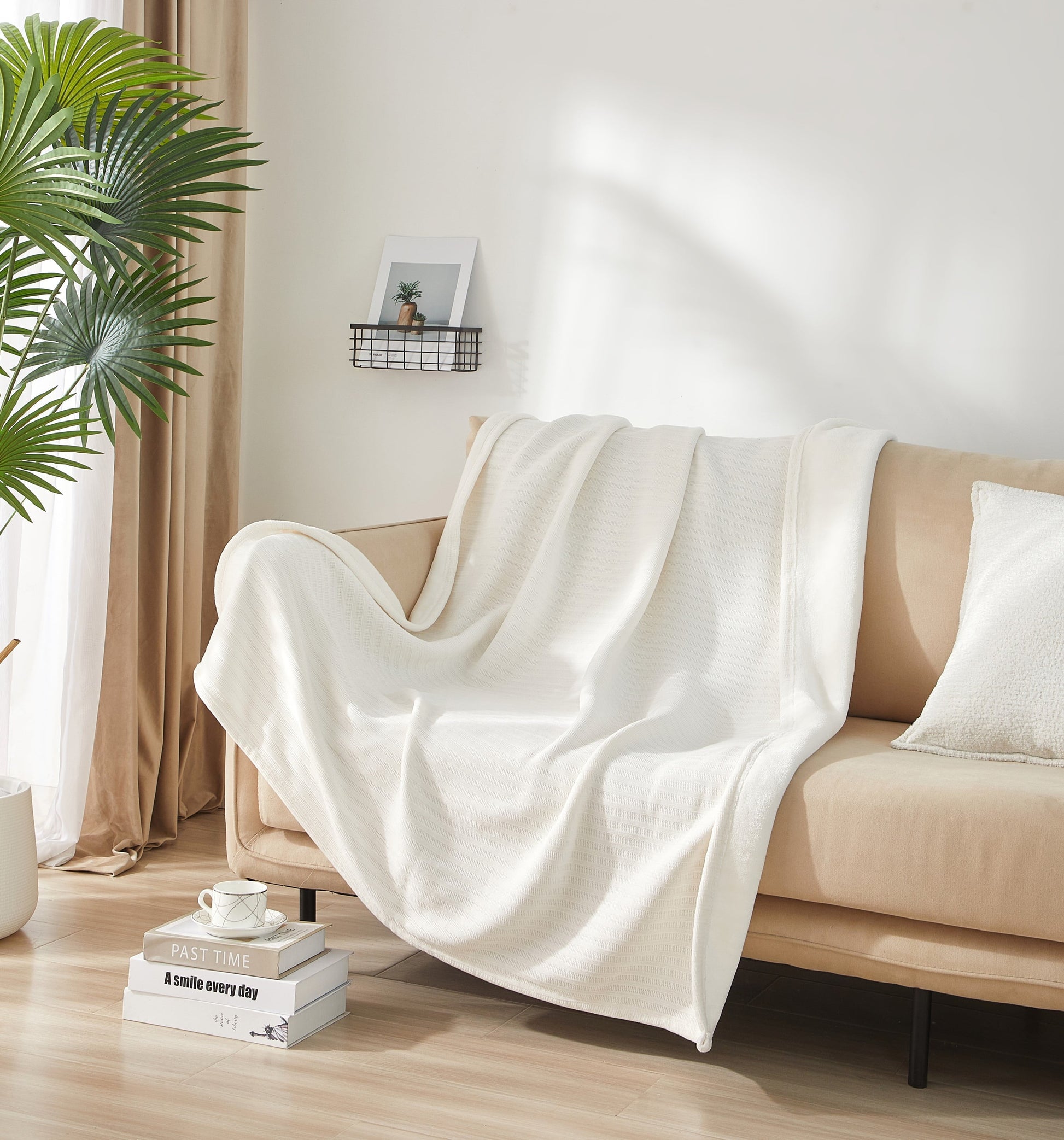 Cozy Fleece Cozy Chenille Reverse to Plush Soft Couch Throw, Vanilla Dream, Standard Size - Luxury Knitted Decorative Throw Blanket with Fringes - Default Title