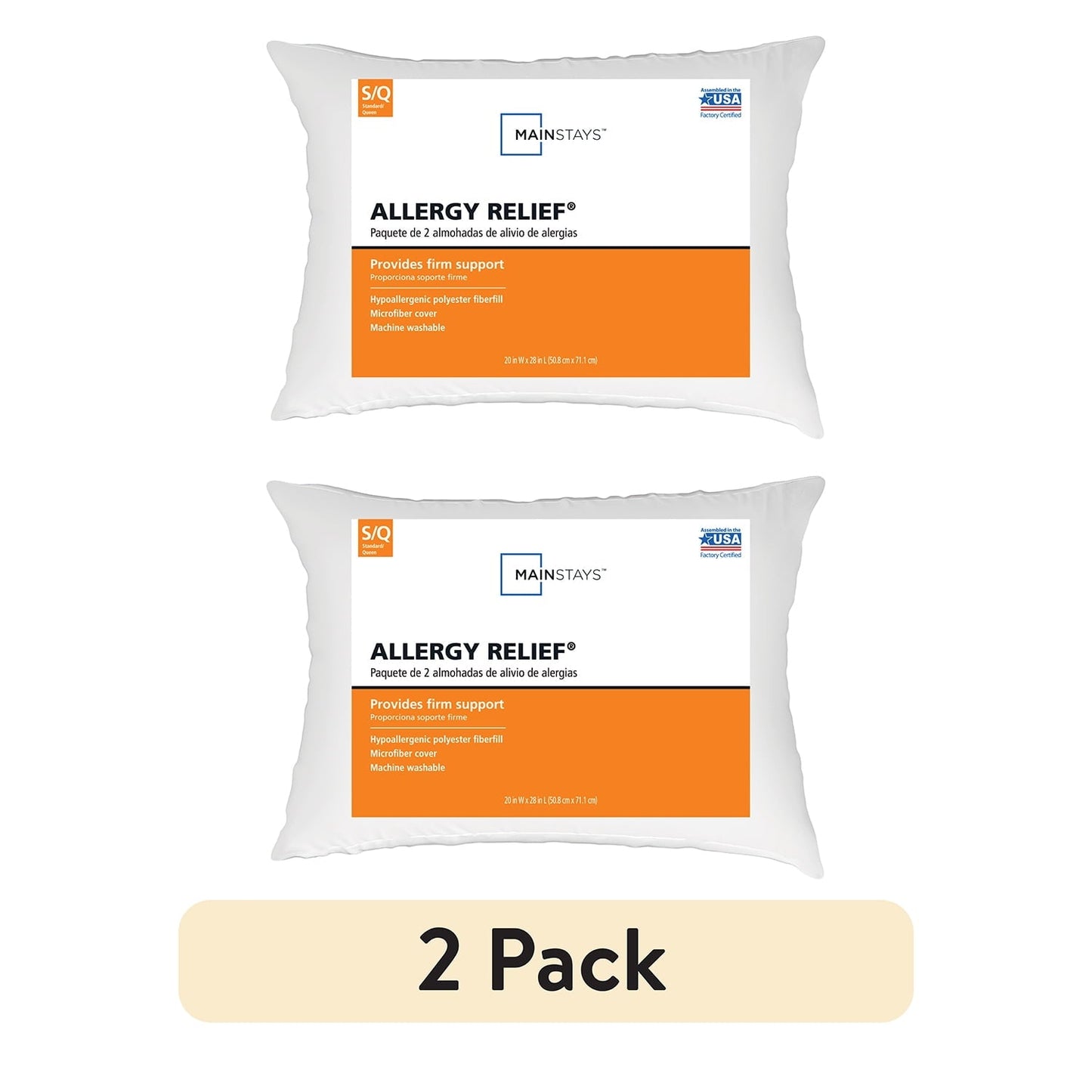 Decorative Plump Allergy Relief Bed Pillows, Standard/Queen - Firm Support, Back and Side Sleeper (2 Count) - Hotel Quality Plush Sleeping Pillows - Default Title