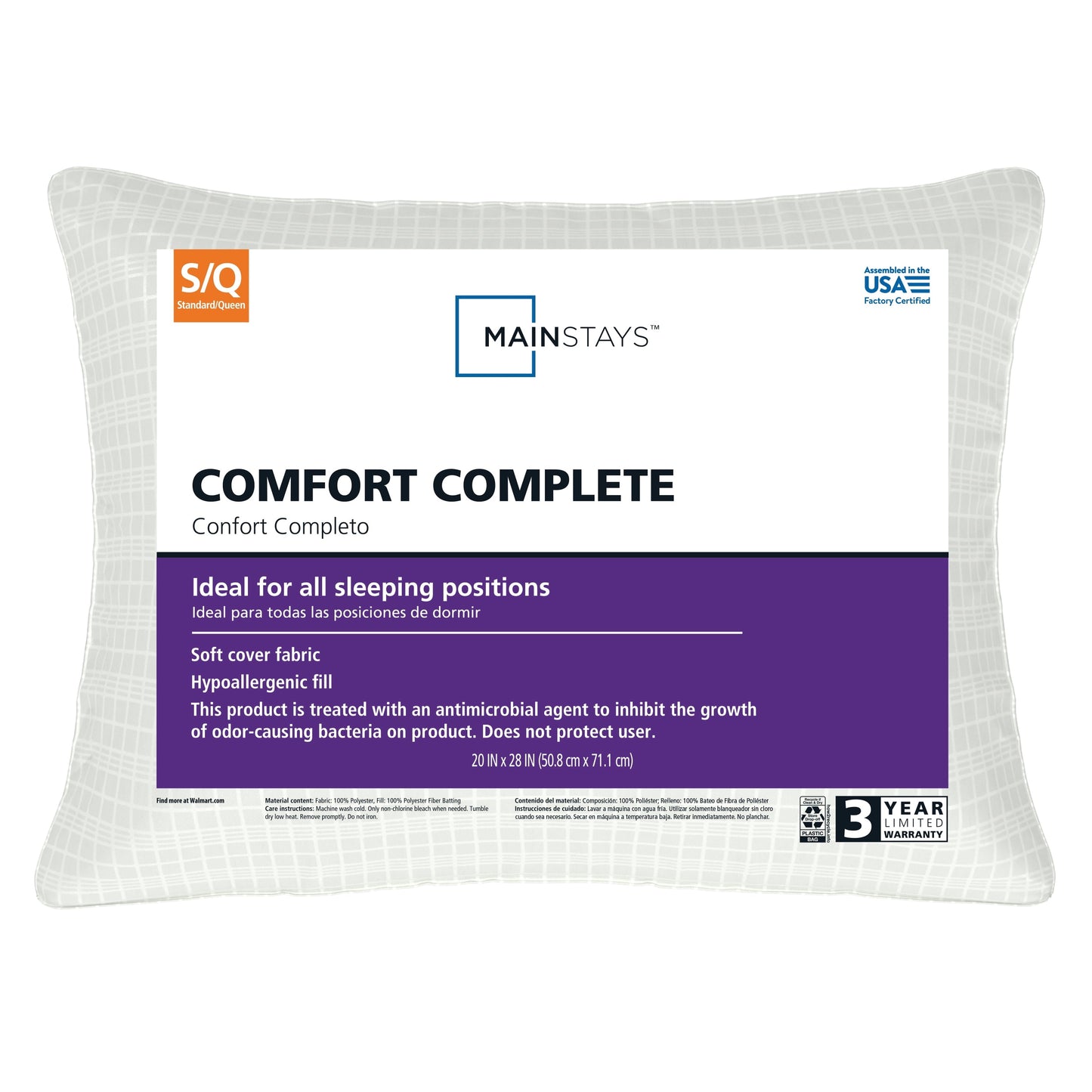 Orthopedic Support Comfort Complete Bed Pillow, Standard/Queen, White- All Positions Antimicrobial - Hotel Quality Plush Sleeping Pillows - Default Title