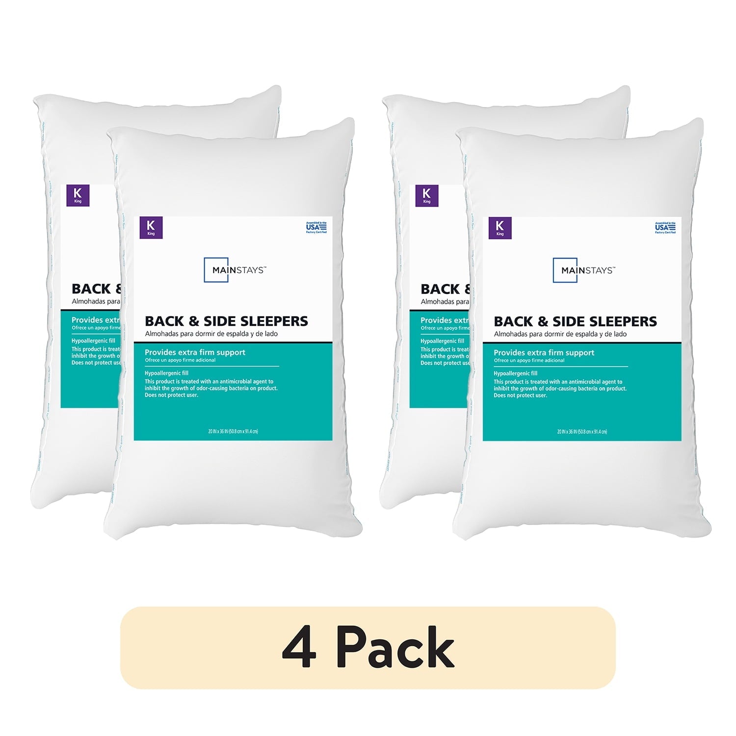 Fluffy Shredded Back & Side Sleeper Bed Pillow, King - Extra Firm Support (4 Pack) - Ergonomic Memory Foam Pillow for Neck Pain Support - Default Title