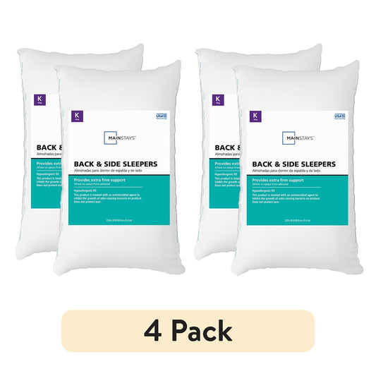 Fluffy Shredded Back & Side Sleeper Bed Pillow, King - Extra Firm Support (4 Pack) - Ergonomic Memory Foam Pillow for Neck Pain Support - Default Title