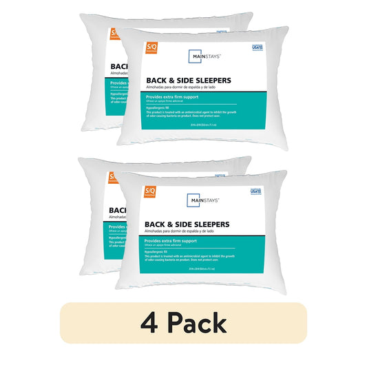 Fluffy Shredded Back & Side Sleeper Bed Pillow, Standard/Queen - Extra Firm Support (4 Pack) - Decorative Throw Pillow Cushion for Sofa & Bed - Default Title
