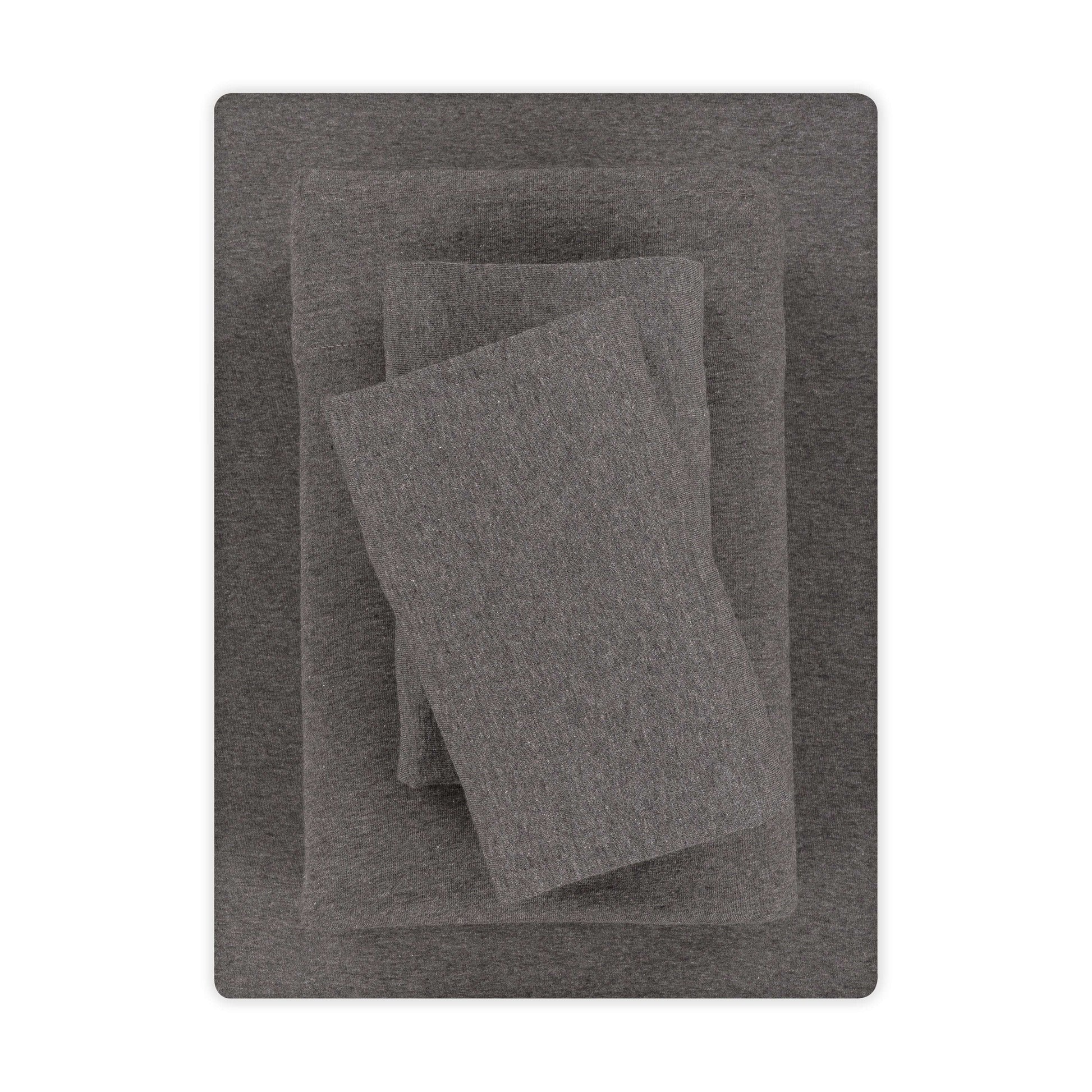 Premium Egyptian Cotton Cotton Rich Extra Soft Jersey Bed Sheet Set, Queen, Charcoal, 4 Pieces - Breathable Egyptian Cotton Flat & Fitted Sheets - Default Title