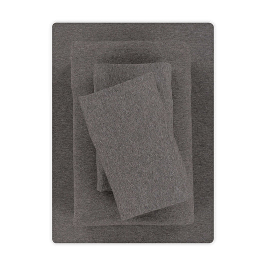Premium Egyptian Cotton Cotton Rich Extra Soft Jersey Bed Sheet Set, Queen, Charcoal, 4 Pieces - Breathable Egyptian Cotton Flat & Fitted Sheets - Default Title