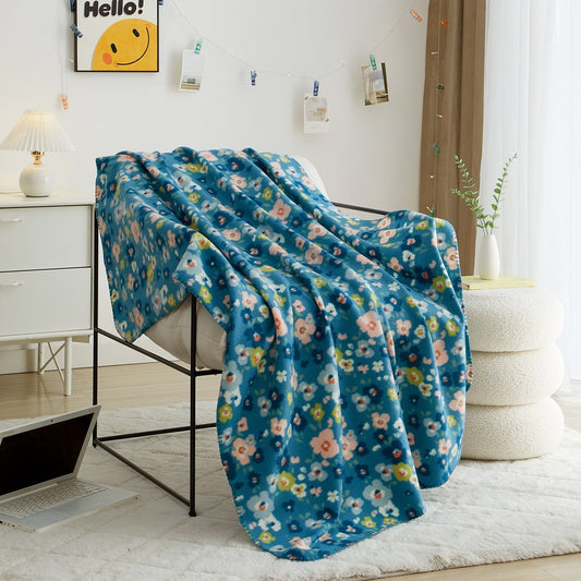 Lightweight Warm Cozy Fleece Throw Blanket Delightful Floral 50" x 60", All Ages - Super Soft Reversible Sherpa Flannel Blanket - Default Title