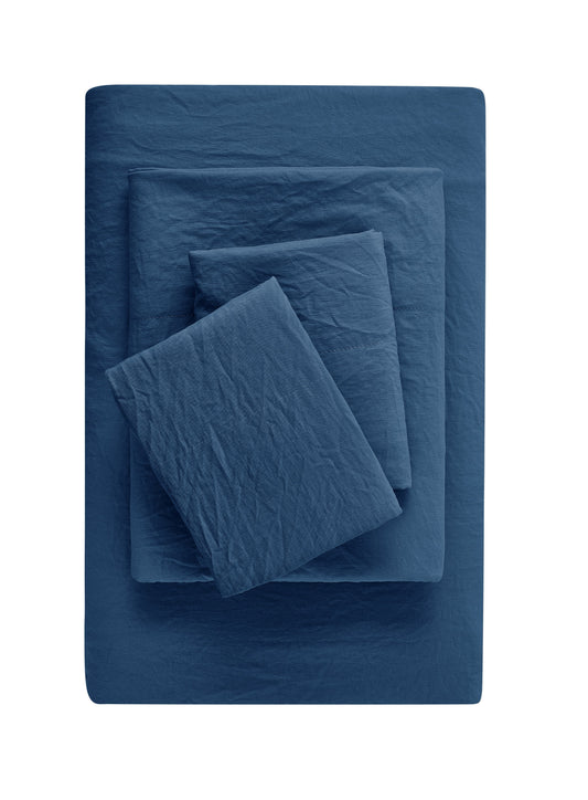 Ultra-Soft Ultra Soft Microfiber Bed Sheet Set, Twin-XL, Indigo, 3 Piece - Cooling Hotel Quality Bedding Sheets and Pillowcases - Default Title