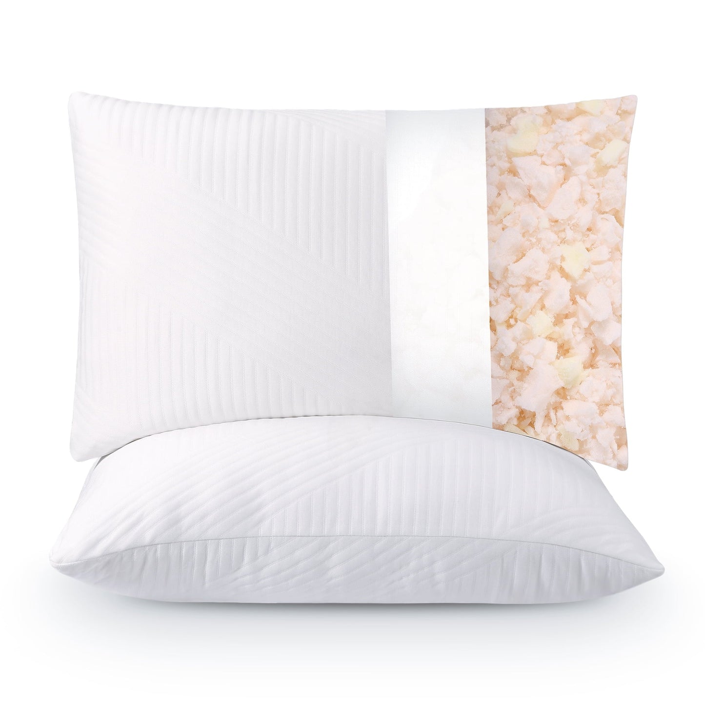 Fluffy Shredded Shredded Memory Foam Pillow 2 Pack Pillow for Bed, Side, Back and Stomach Sleepers, CertiPUR-US Certified 28"x20" - Ergonomic Memory Foam Pillow for Neck Pain Support - Default Title