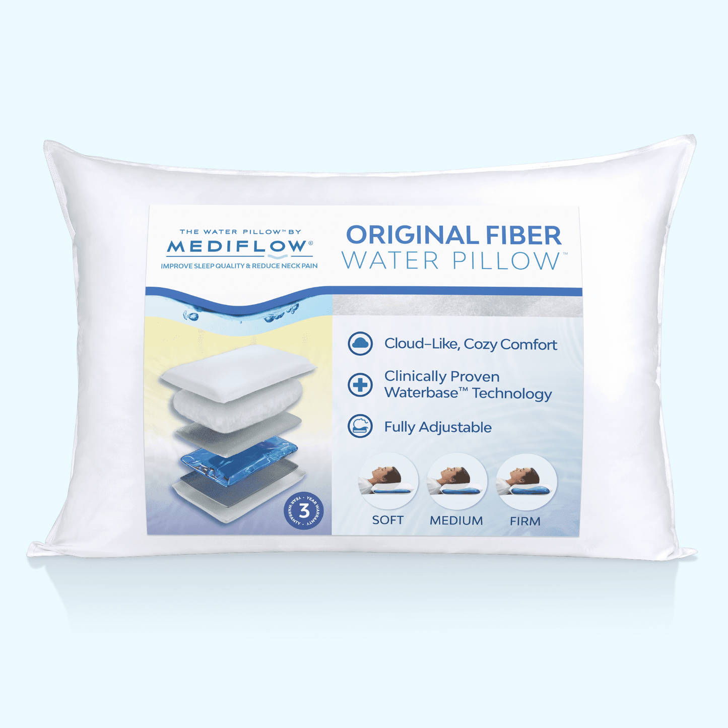 Fluffy Shredded Fiber Water Pillow: Adjustable Pillow for Neck Pain Relief, Pillow for Side, Back, and Stomach Sleepers, The Original... - Decorative Throw Pillow Cushion for Sofa & Bed - Default Title
