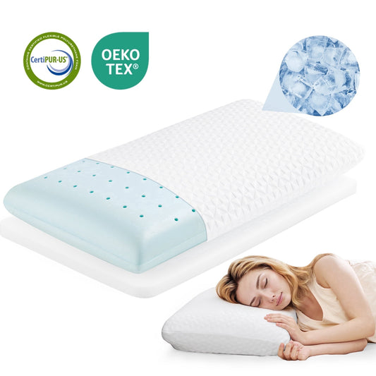Fluffy Shredded Gel Memory Foam Pillow for Bed, Adjustable Height Bed Pillow with 0.8" Removable Insert, Ergonomic Neck Support for S... - Ergonomic Memory Foam Pillow for Neck Pain Support - Default Title