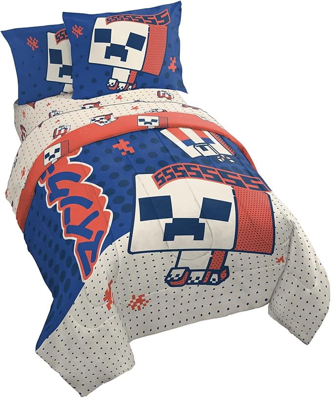 Luxurious Quilted 7 Piece Full Size Comforter Set with Shams - Kids & Teens Gaming Bedding - All-Season Down Alternative Comforter Insert - Default Title