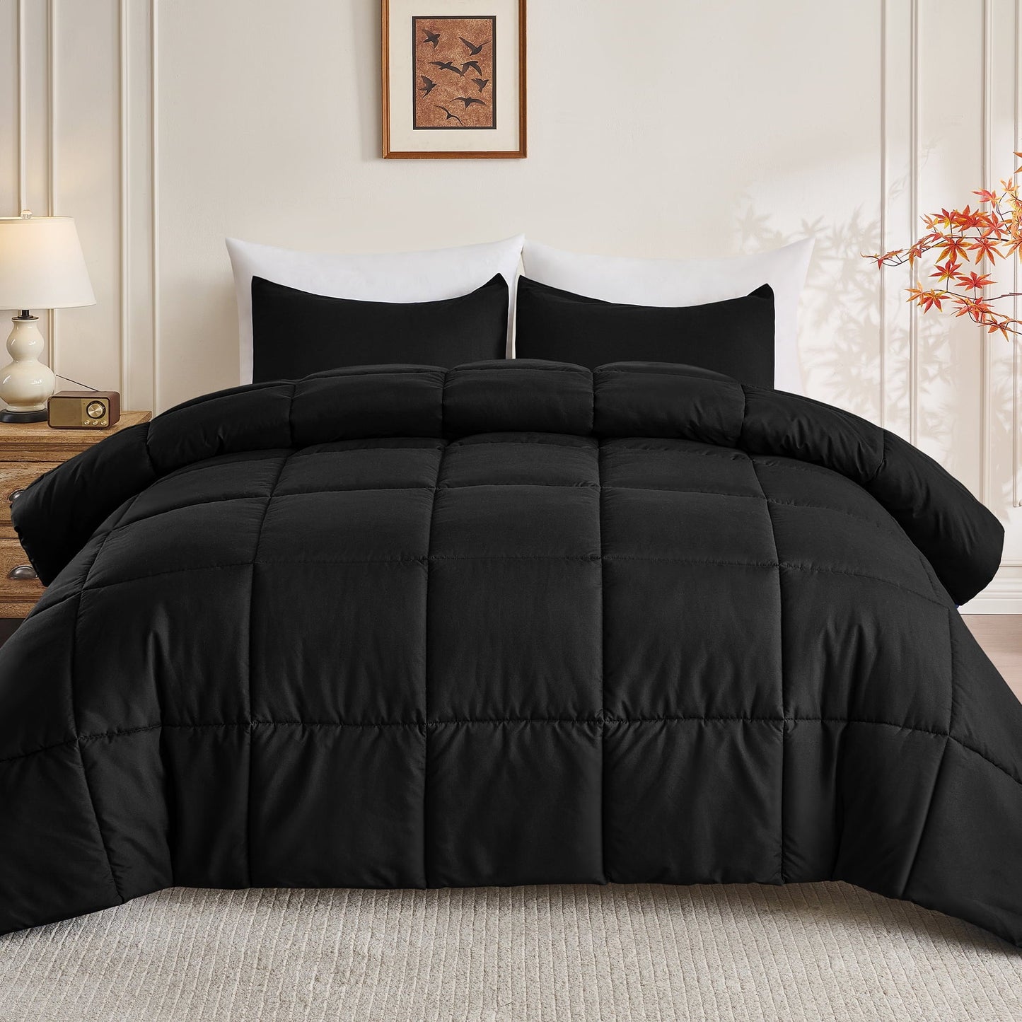 Heavyweight Warmth Queen Size Comforter Sets, 3 Piece Soft Quilted Bedding Sets, All-Season Down Alternative Comforter with 2 Pillow Sha... - All-Season Down Alternative Comforter Insert - Default Title