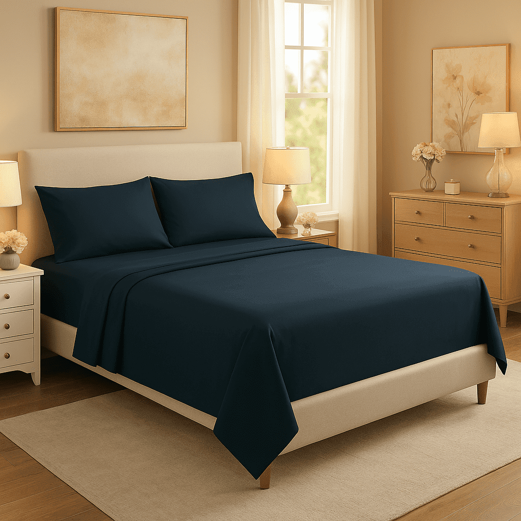 Wrinkle-Resistant 3-Piece Twin Sheet Set, Ultra-Soft 800 Thread Count Microfiber, Deep Pocket, Twin, Blue Indigo - Premium Ultra-Soft Pillowcase Pair for Sleeping - Default Title