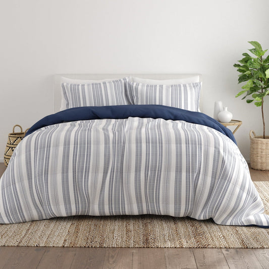Hypoallergenic Cloud 2-Piece Navy Farmhouse Dreams ReversiblePrint Comforter Set, Twin/TwinXL - Luxurious Quilted Duvet Cover Set - Default Title