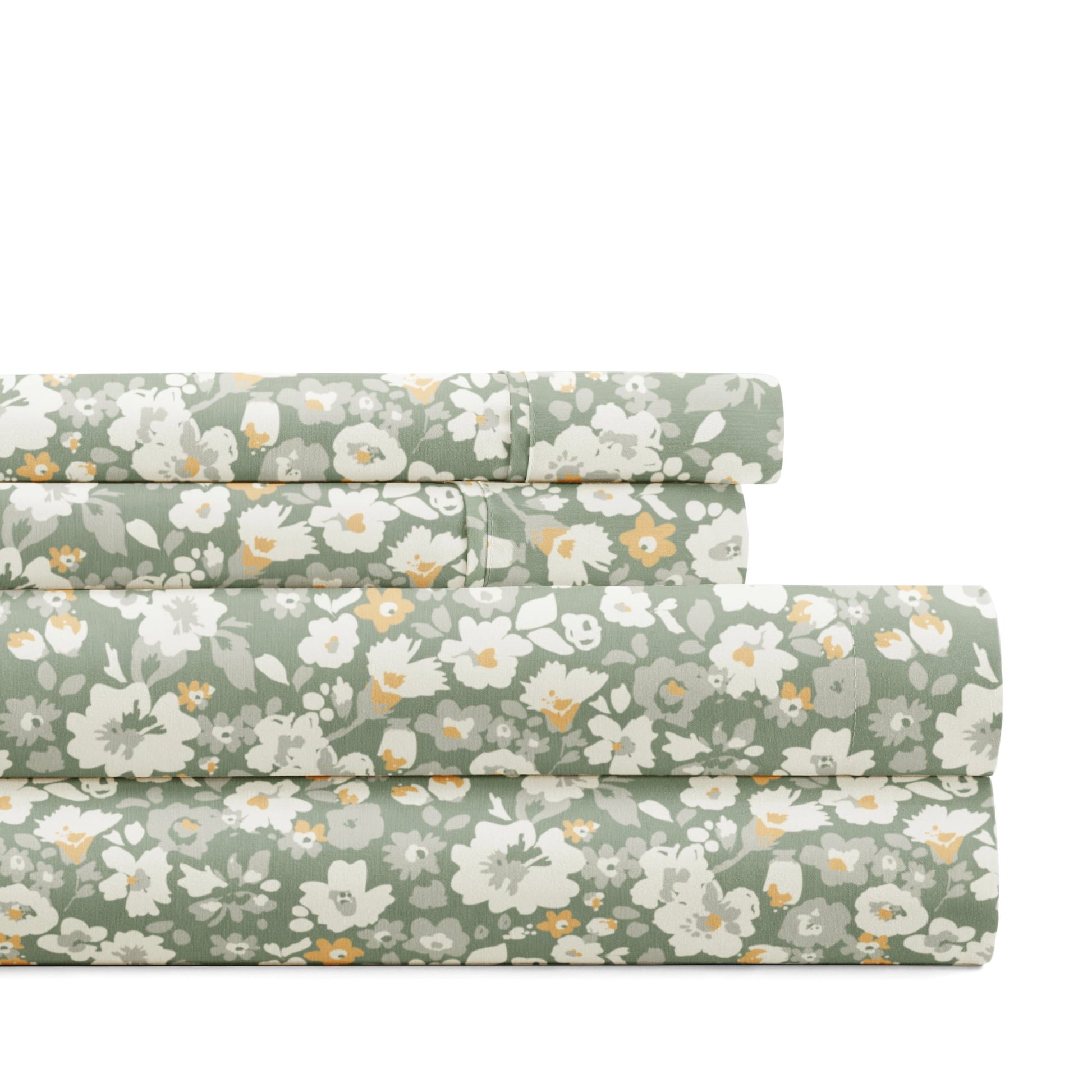 Ultra-Soft 4 Piece Pattern Microfiber Bed Sheets Set, Floral Dream Eucalyptus, Twin - Premium Ultra-Soft Pillowcase Pair for Sleeping - Default Title