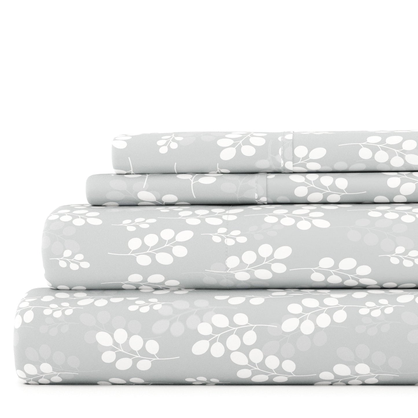 Ultra-Soft 4 Piece Pattern Microfiber Bed Sheets Set, Gray Wheat, Full - Luxury Bed Sheet Set with Deep Pockets - Default Title
