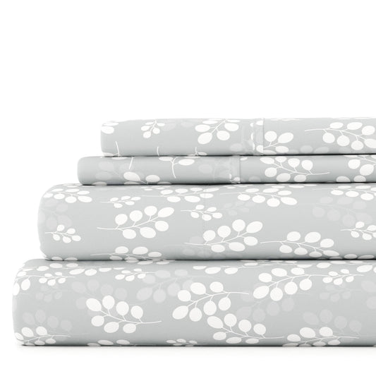 Ultra-Soft 4 Piece Pattern Microfiber Bed Sheets Set, Gray Wheat, Full - Luxury Bed Sheet Set with Deep Pockets - Default Title