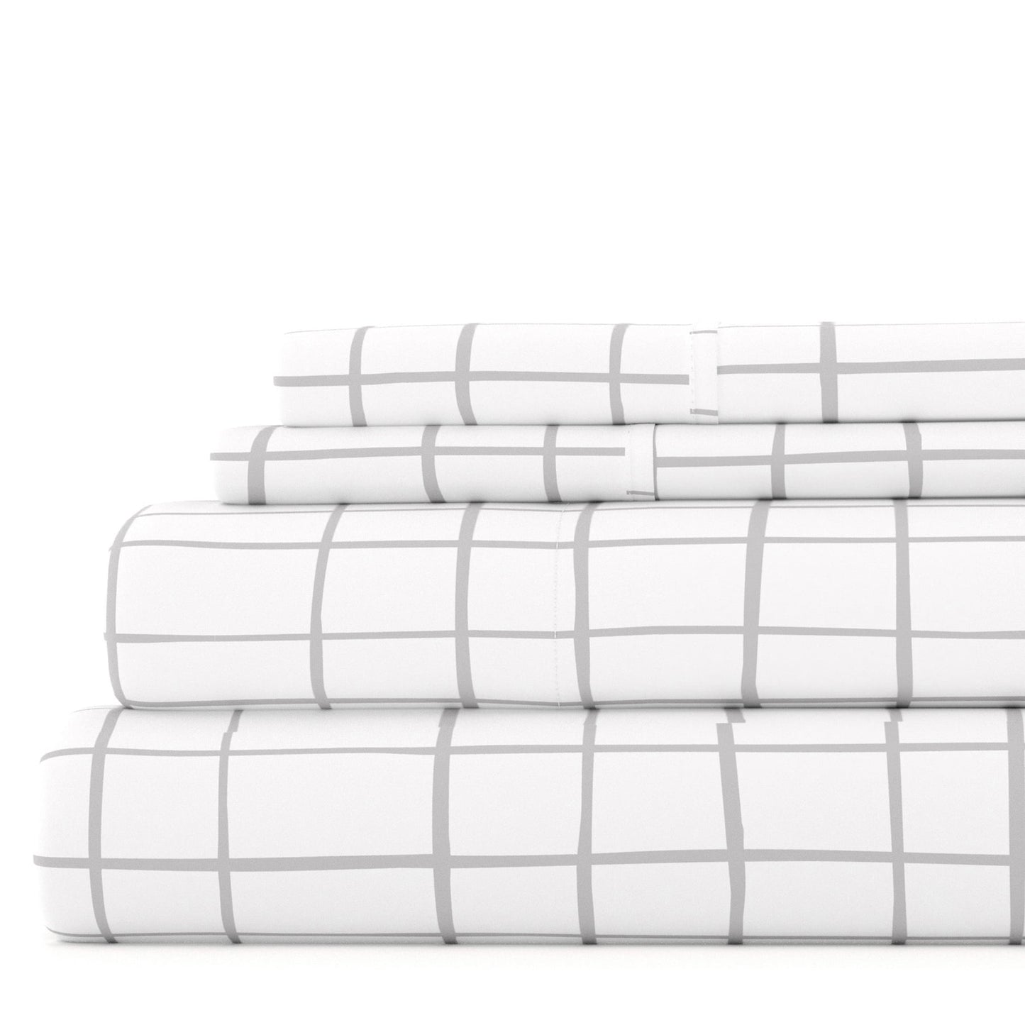 Wrinkle-Resistant 4 Piece Pattern Microfiber Bed Sheets Set, Light Gray Crossroad, Twin - Luxury Bed Sheet Set with Deep Pockets - Default Title
