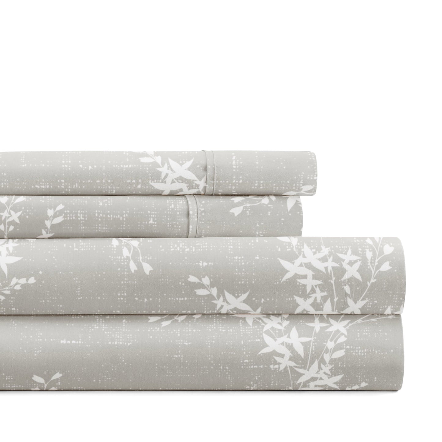 Premium Egyptian Cotton 3 Piece Pattern Microfiber Bed Sheets Set, Distressed Willow Light Gray, Twin - Breathable Egyptian Cotton Flat & Fitted Sheets - Default Title