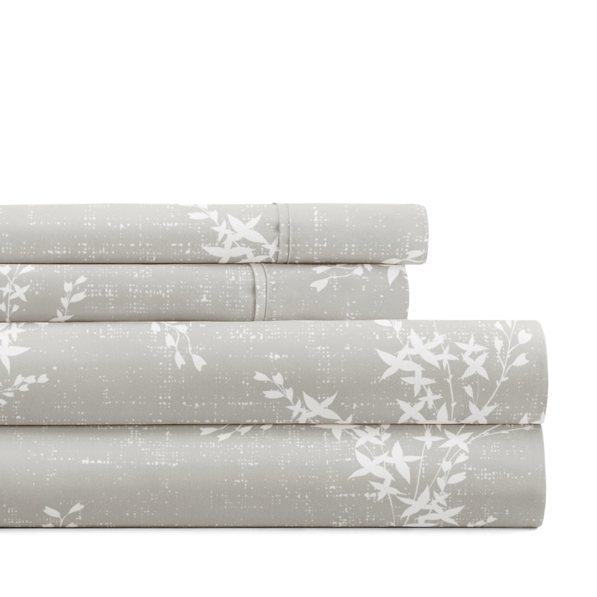 Premium Egyptian Cotton 3 Piece Pattern Microfiber Bed Sheets Set, Distressed Willow Light Gray, Twin - Breathable Egyptian Cotton Flat & Fitted Sheets - Default Title