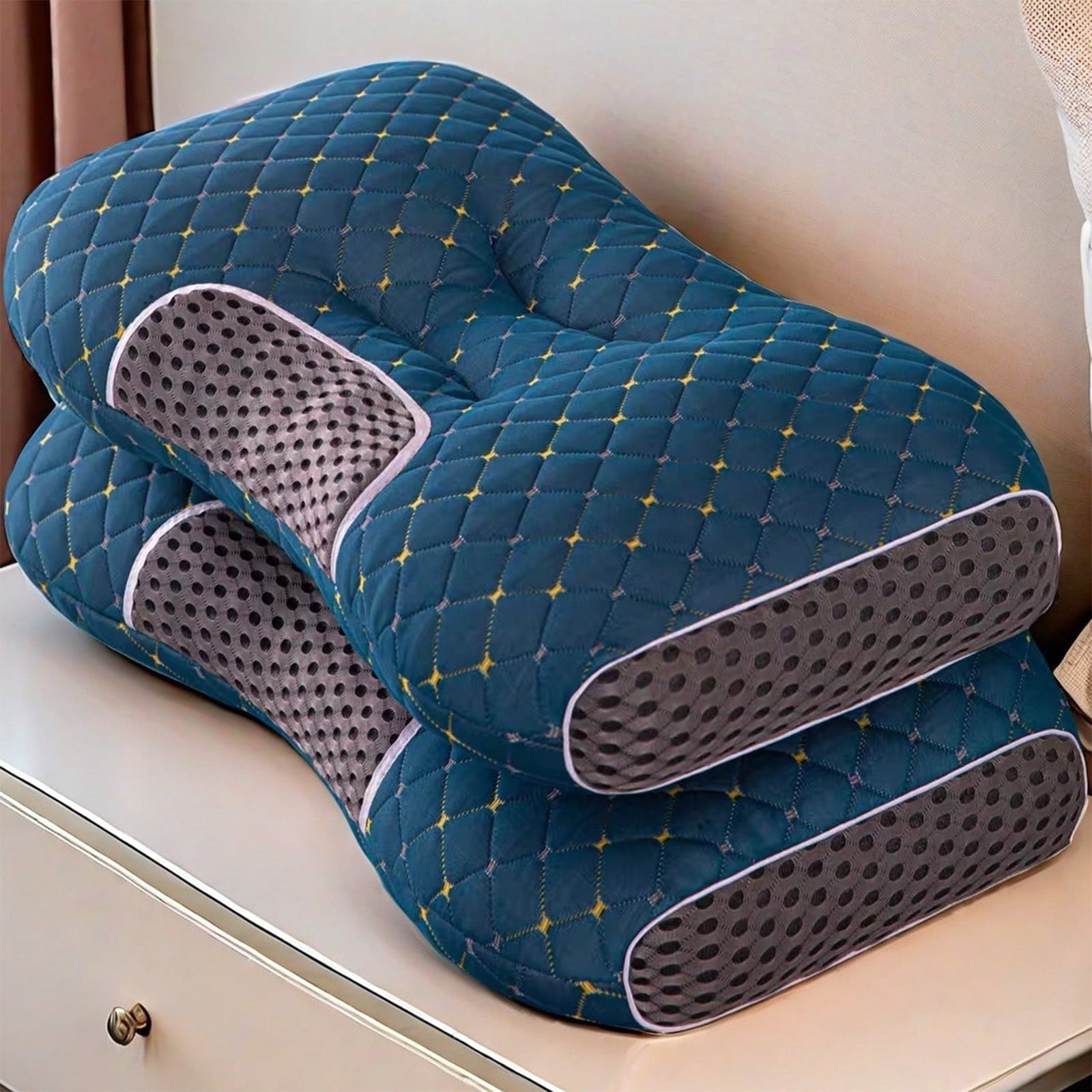 Decorative Plump 2-Pack Orthopedic Cervical Pillows For Deep Sleep Support - Non-Collapsing Memory Foam Pillow With Neck Pain Relief, ... - Hotel Quality Plush Sleeping Pillows - Default Title