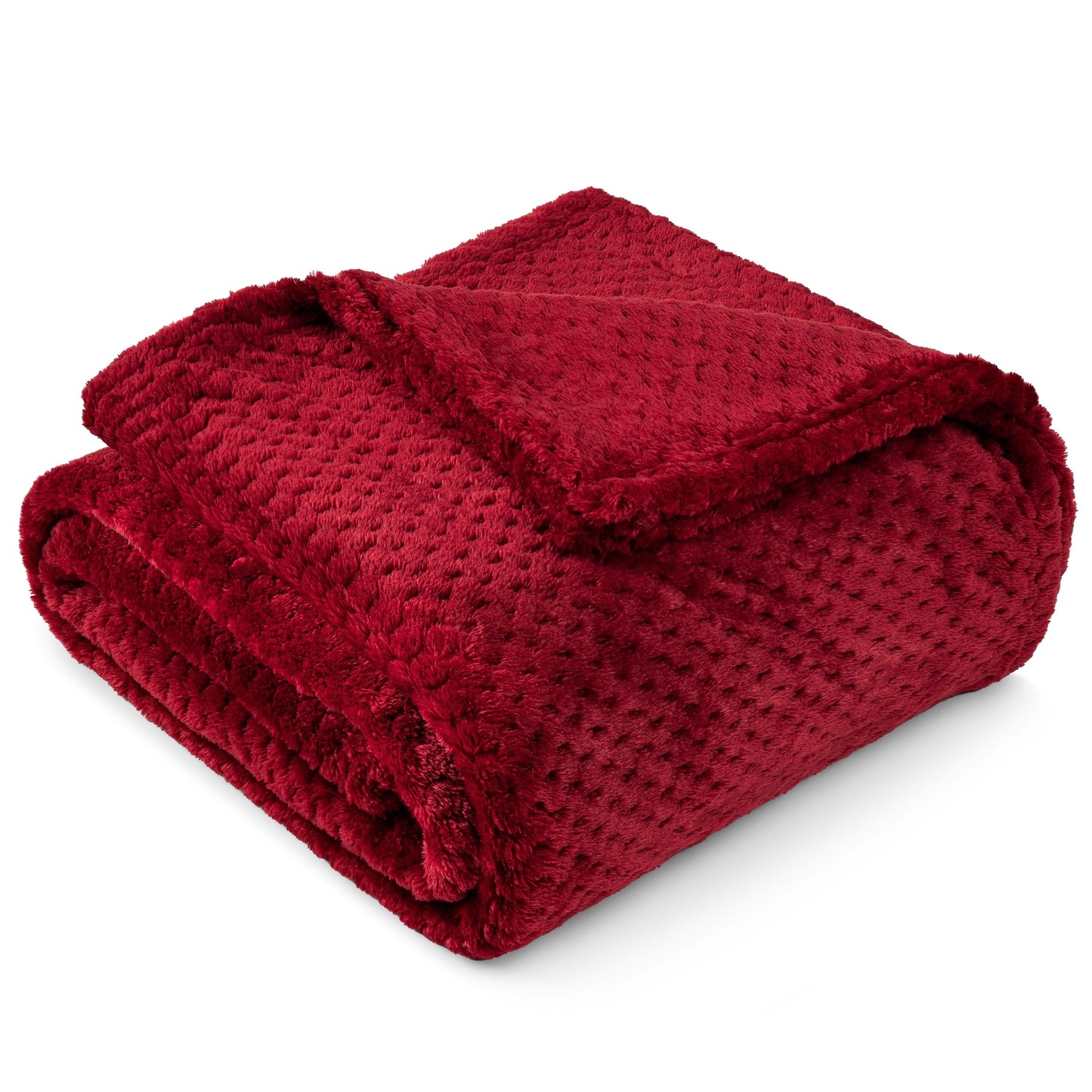 Super Soft Flannel Maroon Red Throw Blanket for Couch, Twin Bed, Soft Fleece Throws for Sofa Chair, Fuzzy Waffle Textured Blanket, Cozy ... - Lightweight Plush Warm Blanket for All Seasons - Default Title