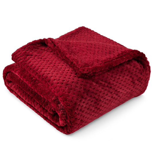 Super Soft Flannel Maroon Red Throw Blanket for Couch, Twin Bed, Soft Fleece Throws for Sofa Chair, Fuzzy Waffle Textured Blanket, Cozy ... - Lightweight Plush Warm Blanket for All Seasons - Default Title