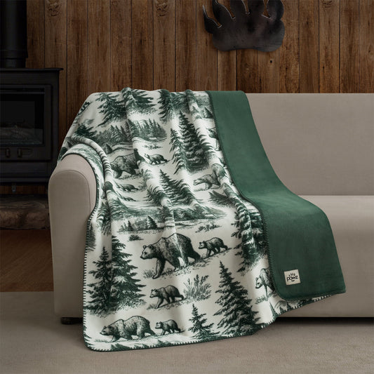 Lightweight Warm Plush Oversized Throw Blanket for Couch or Bed, Soft Flannel Fleece, Green Pine Trees, 50"x72" - Luxury Knitted Decorative Throw Blanket with Fringes - Default Title