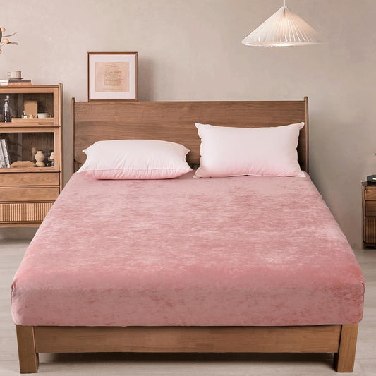 Premium Egyptian Cotton Truly Velvet Fitted Sheet Twin Size, Luxury Super Soft Flannel Bottom Sheet with 15" Deep Pocket for Winter, Pink - Cooling Hotel Quality Bedding Sheets and Pillowcases - Default Title