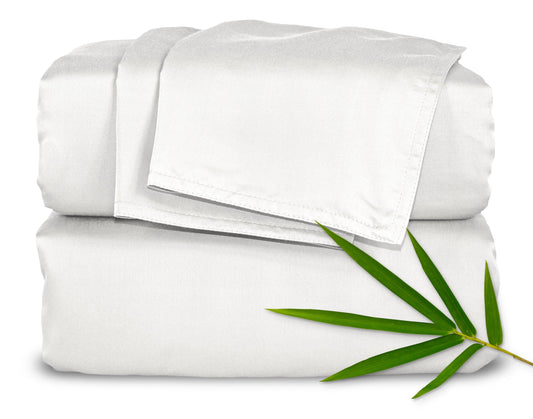 Cooling Sateen Sheets King Size Bed Sheet 4 Piece Set, Genuine 100% Organic Bamboo Viscose, Luxuriously Soft & Cooling, Double Stitc... - Luxury Bed Sheet Set with Deep Pockets - Default Title