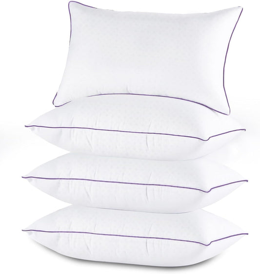 Decorative Plump Set of 4, Cooling and Supportive Bed with Super Soft Down Alternative Fill, Luxury Fluffy Hotel Quality for Side, Bac... - Hotel Quality Plush Sleeping Pillows - Default Title