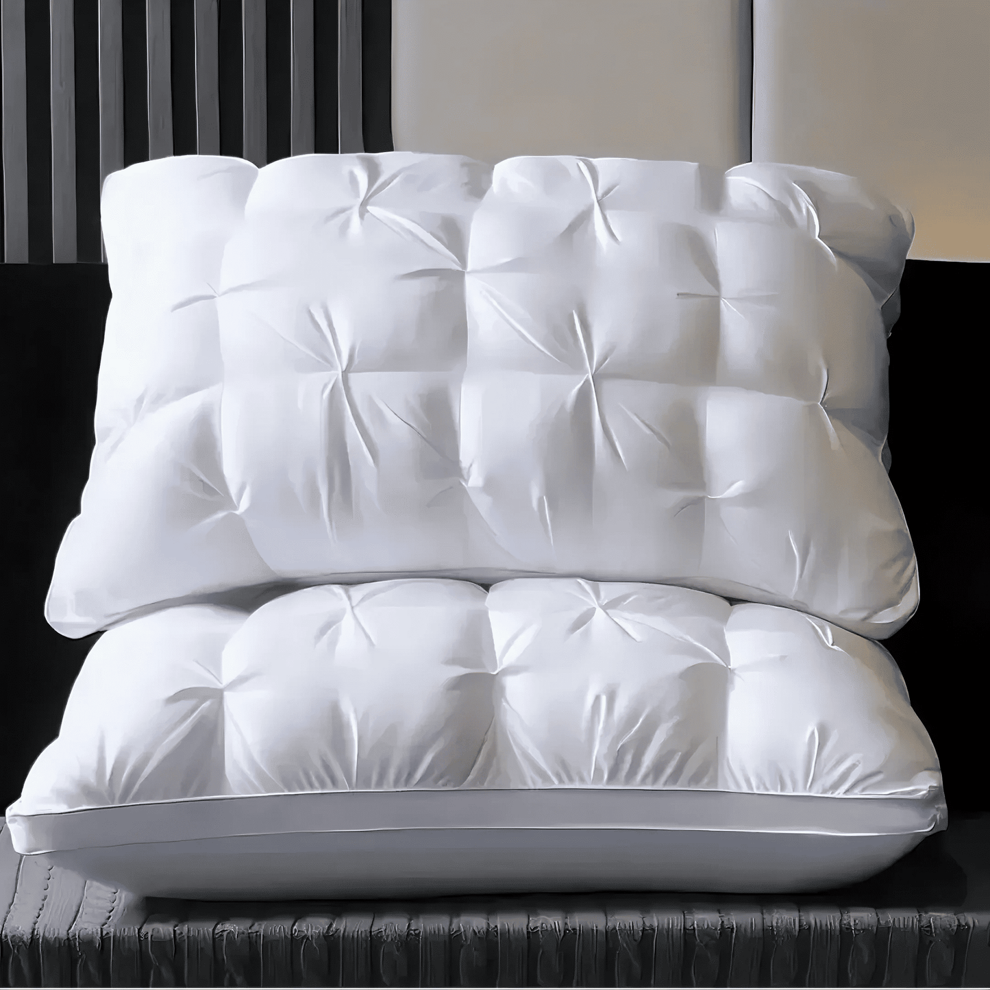 Decorative Plump Queen Size Bed Pillows Set of 2, Hotel Quality, Down Alternative Gusseted Bed Pillows for Side, Back, or Stomach Slee... - Orthopedic Shredded Foam Bed Pillow Set - Default Title