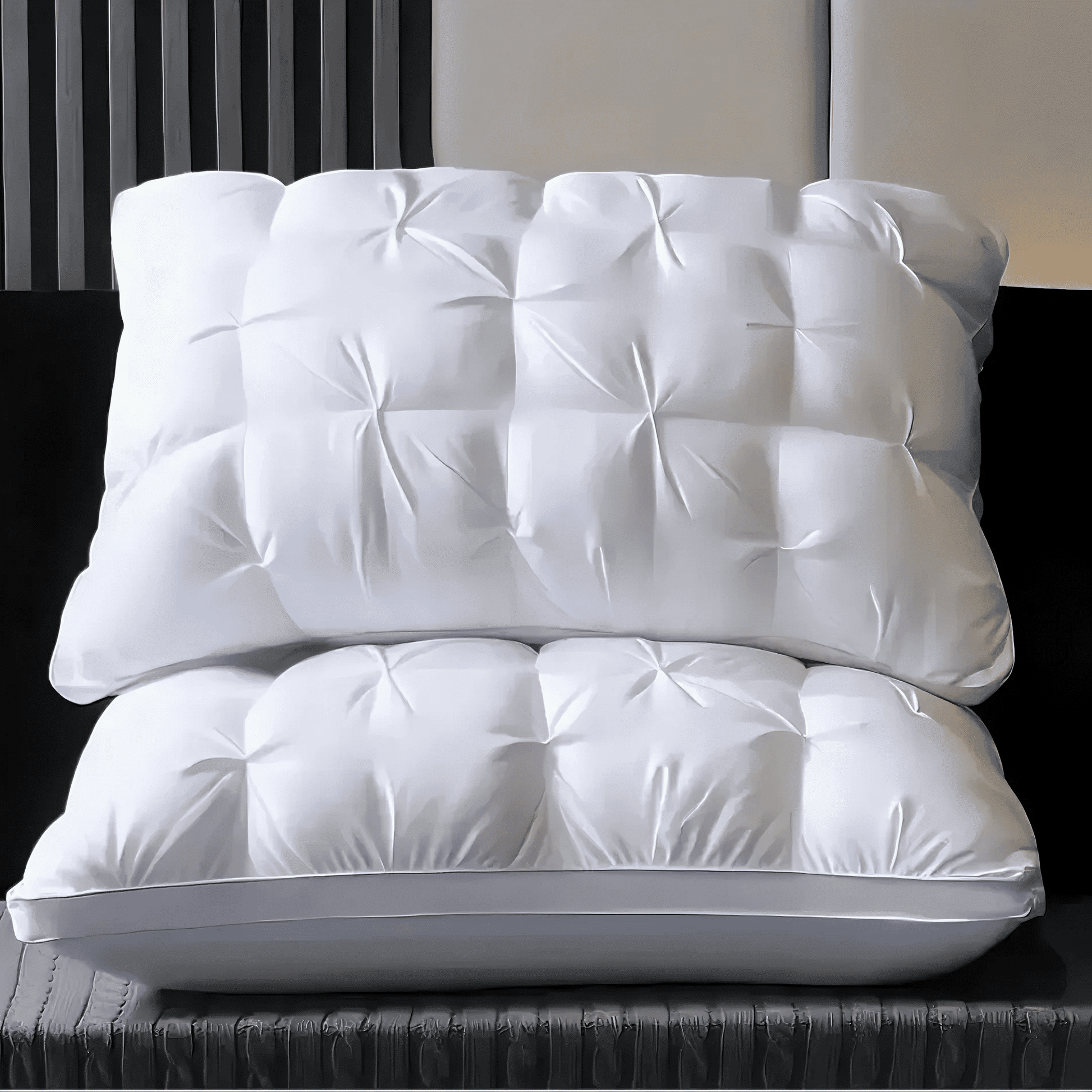 Decorative Plump Queen Size Bed Pillows Set of 2, Hotel Quality, Down Alternative Gusseted Bed Pillows for Side, Back, or Stomach Slee... - Orthopedic Shredded Foam Bed Pillow Set - Default Title